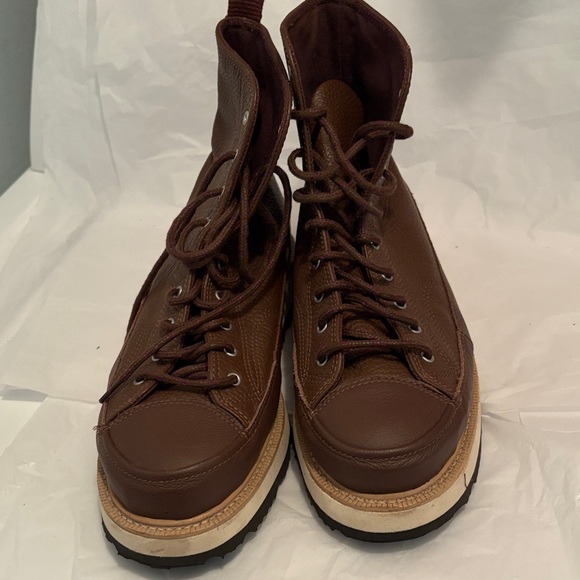 Men's Brown Leather High-Top Lace Boots - Picture 8 of 8